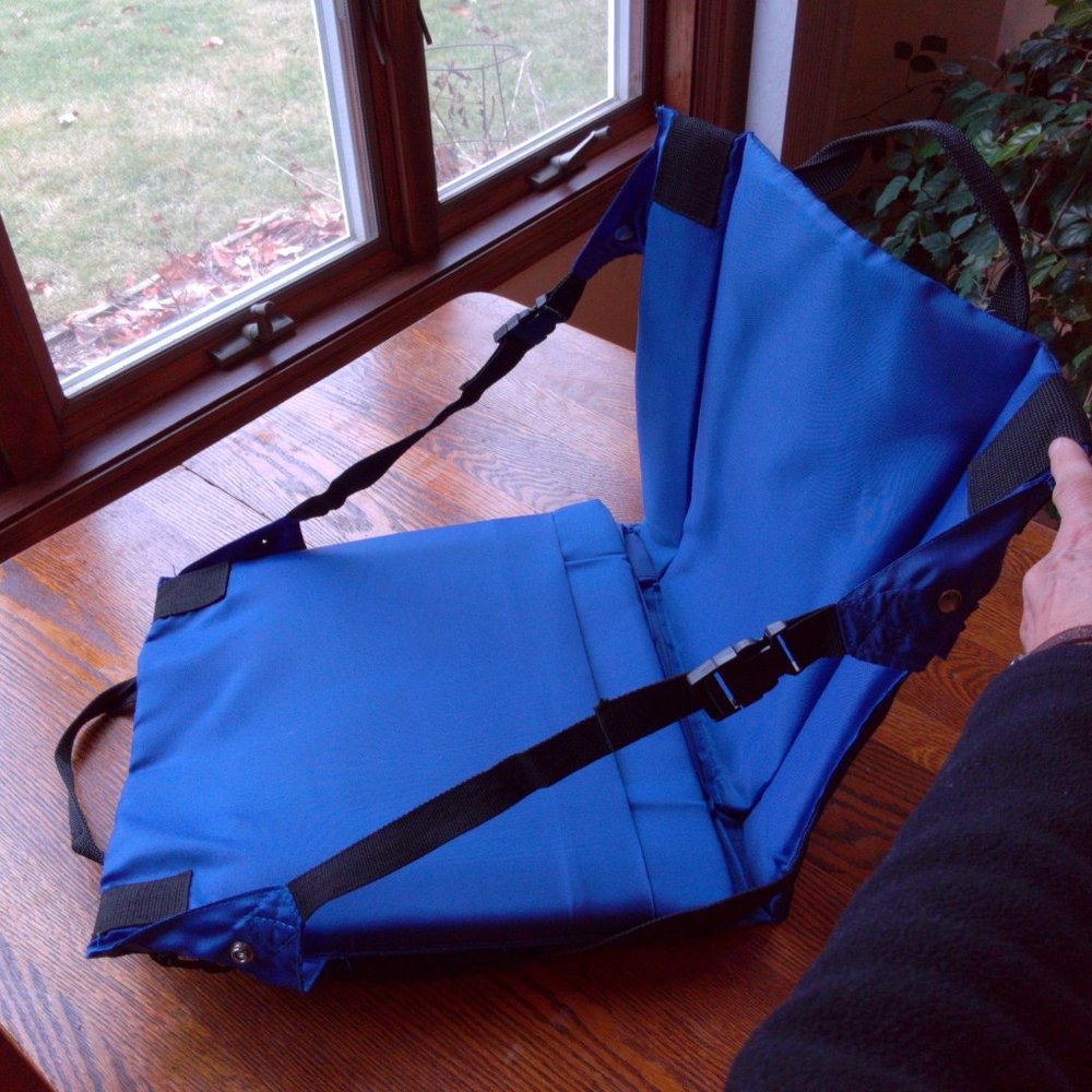 Adjustable Folding Travel Stadium Seat Blue Cushion